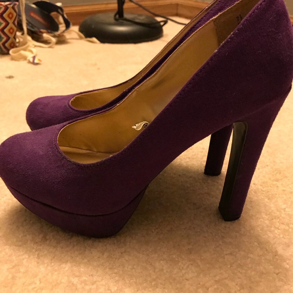 Purple suede heels